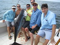 156 pound yellowfin tuna caught on the Deja Vu