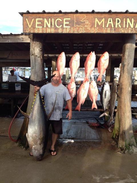 Capt Gray with a 183 pound yellowfin tuna